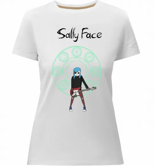 Женская премиум футболка Sally with guitar Белый фото