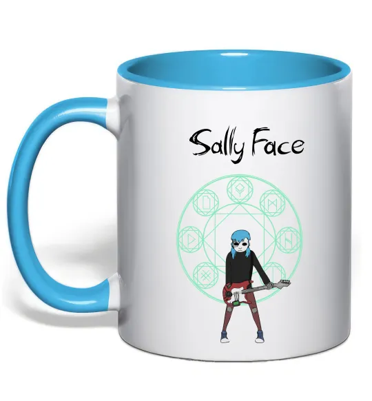 Чашка с цветной ручкой Sally with guitar Голубой фото