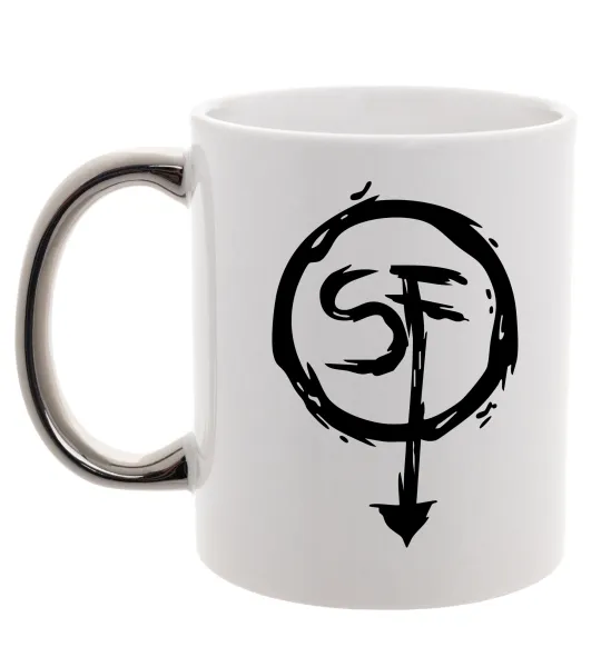 Чашка з кольоровою ручкою SF Срібло фото