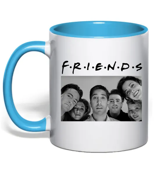 Чашка с цветной ручкой Friends фото Голубой фото