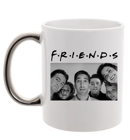 Чашка с цветной ручкой Friends фото Серебро фото