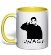 Чашка з кольоровою ручкою Friends Unagi Лимонний фото