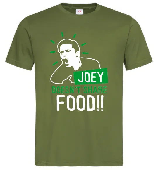 Мужская футболка Joey doesn`t share food Оливковый фото