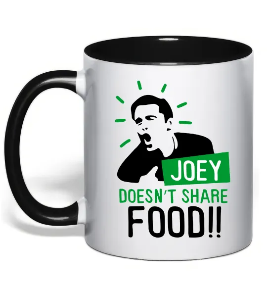 Чашка с цветной ручкой Joey doesn`t share food Черный фото