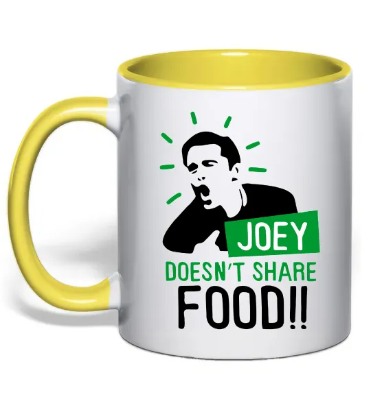 Чашка з кольоровою ручкою Joey doesn`t share food Лимонний фото