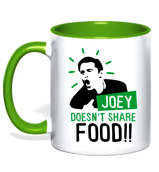 Чашка з кольоровою ручкою Joey doesn`t share food Лаймовий фото