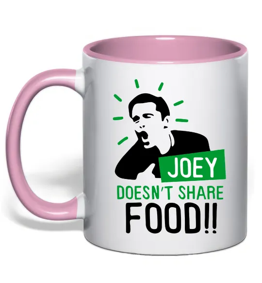 Чашка с цветной ручкой Joey doesn`t share food Нежно розовый фото