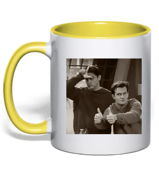 Чашка с цветной ручкой Joey and Chandler Солнечно желтый фото