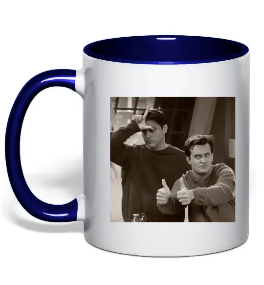 Чашка с цветной ручкой Joey and Chandler Глубокий темно-синий фото