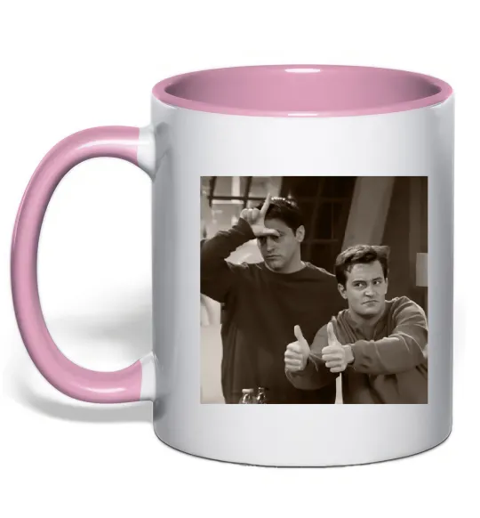Чашка с цветной ручкой Joey and Chandler Нежно розовый фото