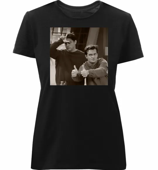 Женская премиум футболка Joey and Chandler Черный фото