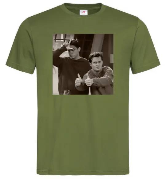 Мужская футболка Joey and Chandler Оливковый фото