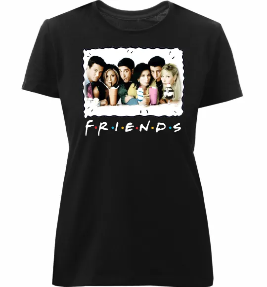 Женская премиум футболка Друзі з коктейлями Черный фото