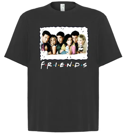 Футболка Оверсайз Друзі з коктейлями Черный фото