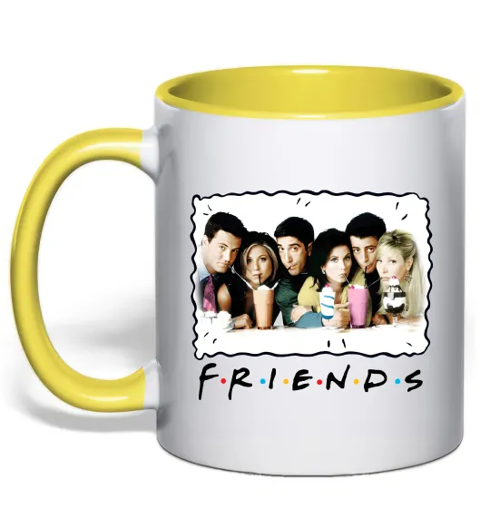 Чашка с цветной ручкой Друзі з коктейлями Лимонный фото