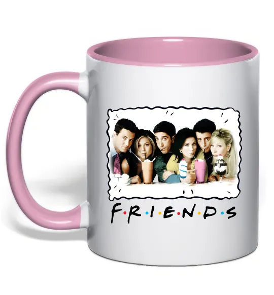 Чашка с цветной ручкой Друзі з коктейлями Нежно розовый фото