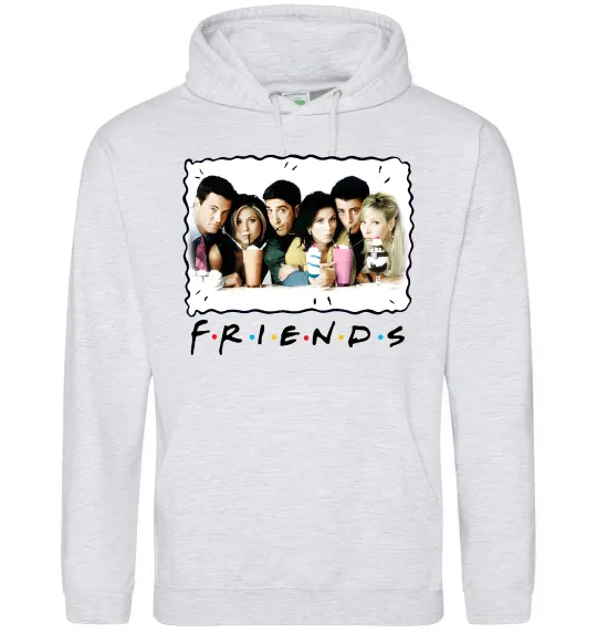 Мужская толстовка (худи) Друзі з коктейлями Серый меланж фото