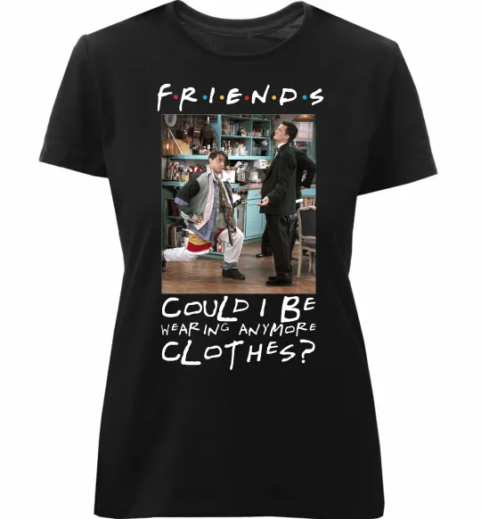 Женская премиум футболка Друзі Занадто багато одягу Черный фото