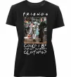 Женская премиум футболка Друзі Занадто багато одягу Черный фото