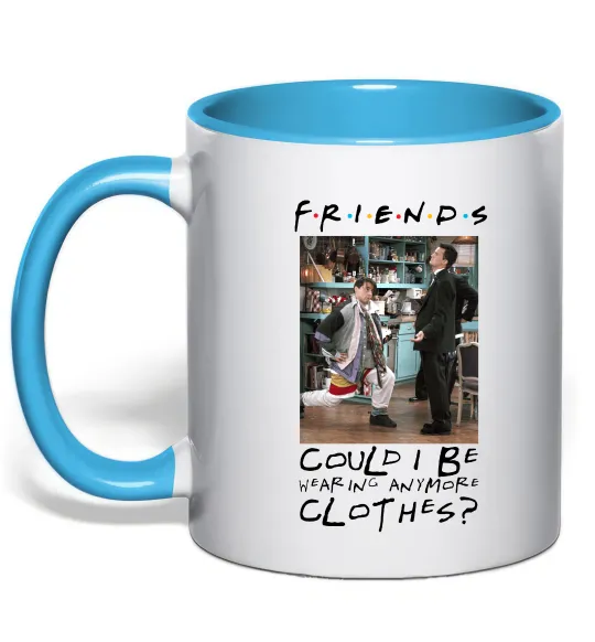 Чашка с цветной ручкой Друзі Занадто багато одягу Голубой фото