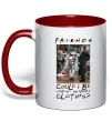 Чашка с цветной ручкой Друзі Занадто багато одягу Красный фото