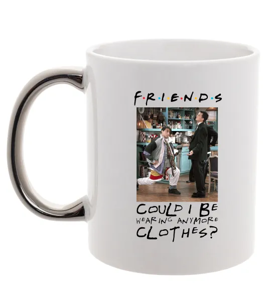 Чашка с цветной ручкой Друзі Занадто багато одягу Серебро фото