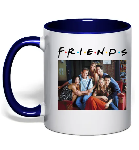 Чашка с цветной ручкой Друзі фото Глубокий темно-синий фото