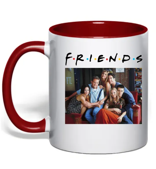 Чашка с цветной ручкой Друзі фото Красный фото