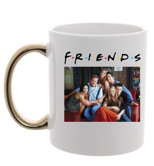 Чашка с цветной ручкой Друзі фото Золото фото