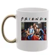 Чашка с цветной ручкой Друзі фото Золото фото