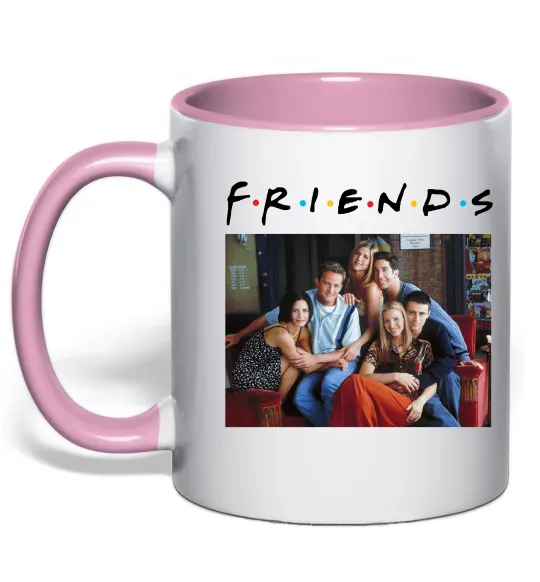 Чашка с цветной ручкой Друзі фото Нежно розовый фото