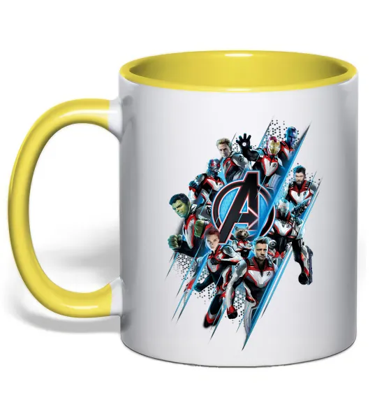 Чашка с цветной ручкой Месники персонажі Солнечно желтый фото