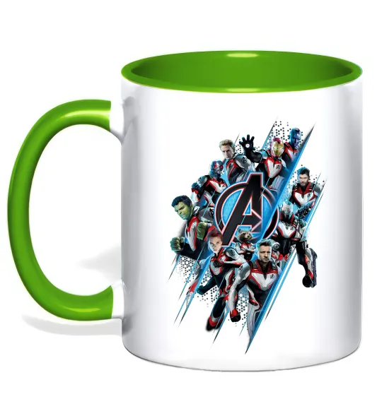 Чашка с цветной ручкой Месники персонажі Зеленый фото