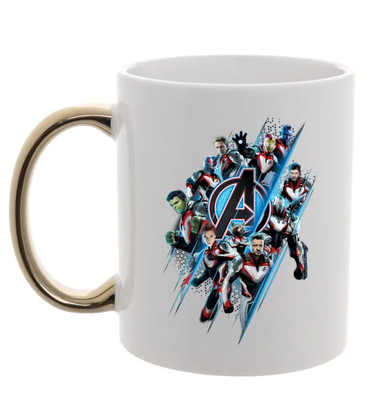 Чашка с цветной ручкой Месники персонажі Золото фото