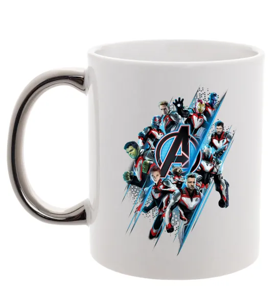 Чашка с цветной ручкой Месники персонажі Серебро фото