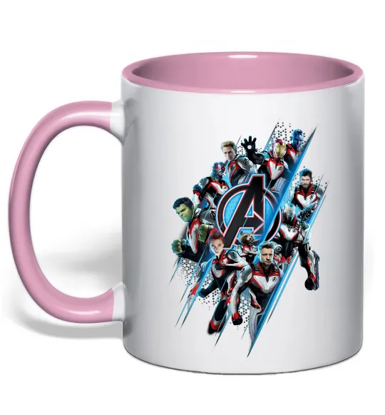 Чашка с цветной ручкой Месники персонажі Нежно розовый фото