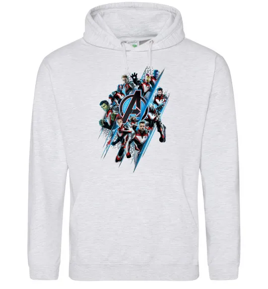 Мужская толстовка (худи) Месники персонажі Серый меланж фото