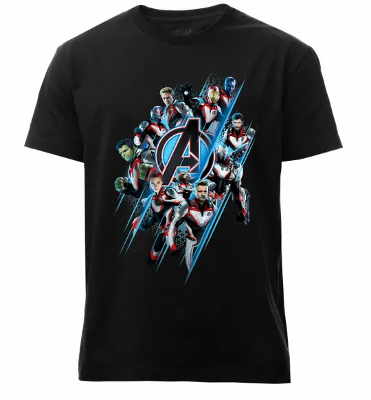 Мужская премиум футболка Месники персонажі Черный фото