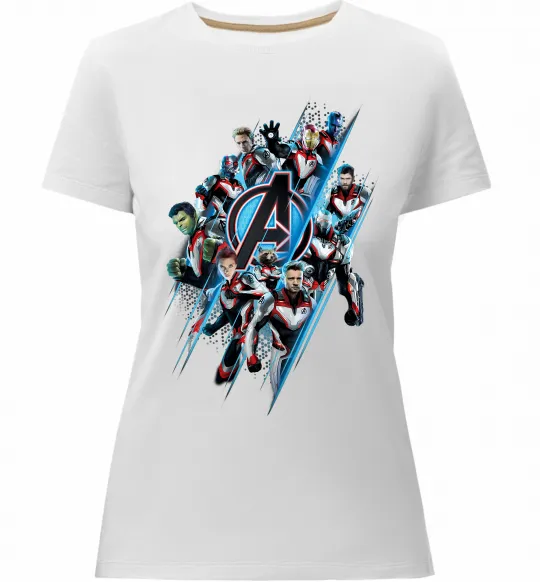 Женская премиум футболка Месники персонажі Белый фото