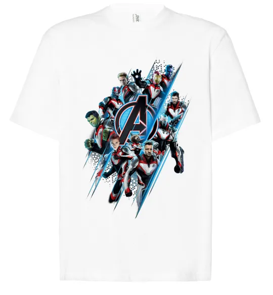 Футболка Оверсайз Месники персонажі Білий фото