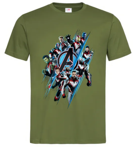 Чоловіча футболка Месники персонажі Оливковий фото