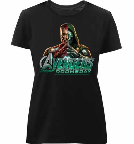 Жіноча преміум футболка Doomsday Месники Чорний фото
