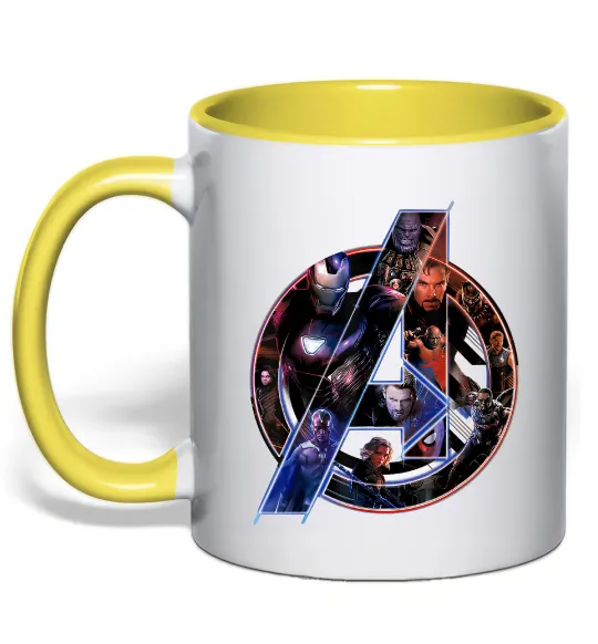 Чашка с цветной ручкой Месники лого Солнечно желтый фото