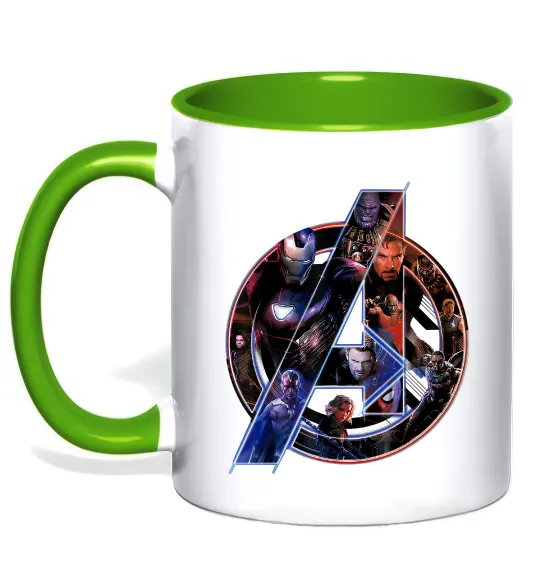 Чашка з кольоровою ручкою Месники лого Лаймовий фото