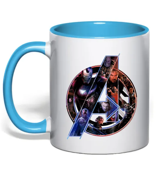 Чашка с цветной ручкой Месники лого Голубой фото