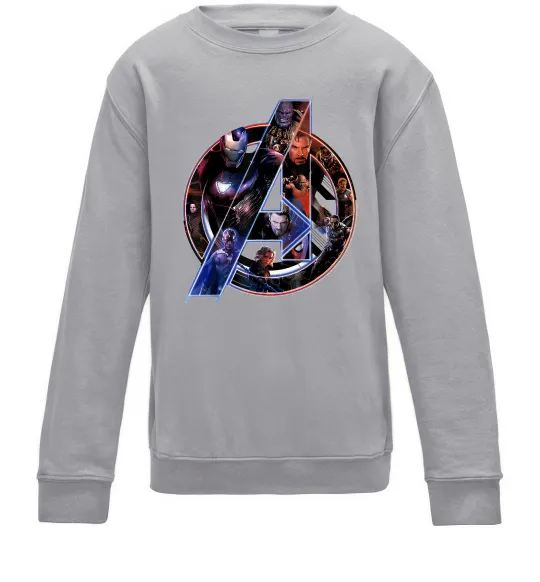 Детский Свитшот Месники лого Серый меланж фото