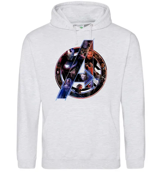 Мужская толстовка (худи) Месники лого Серый меланж фото