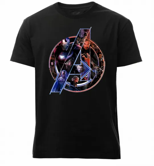 Чоловіча преміум футболка Месники лого Чорний фото