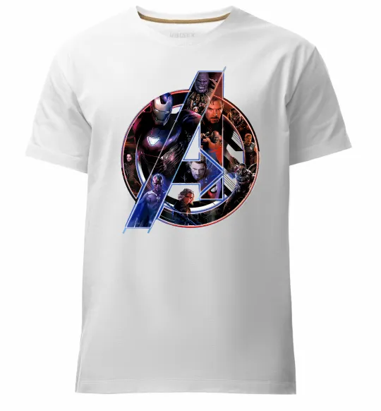 Чоловіча преміум футболка Месники лого Білий фото