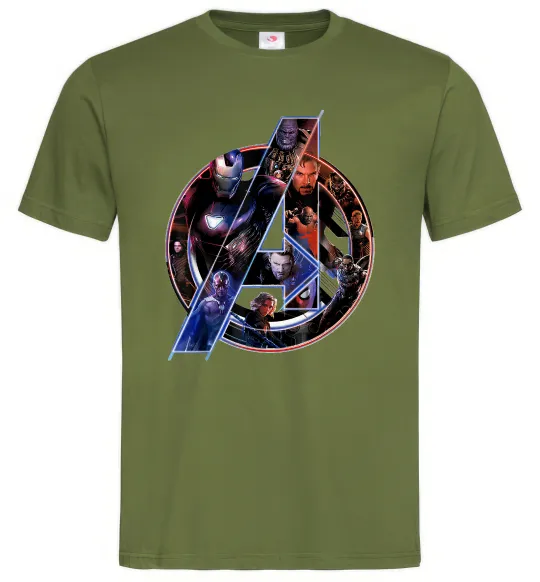 Мужская футболка Месники лого Оливковый фото